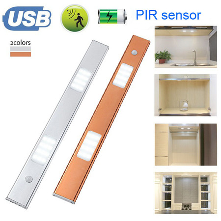 24 LEDs Rechargeable Under Cabinet Lighting Activated by PIR Sensor Wireless Motion Sensor LED Close