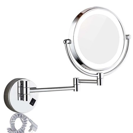 XINYUDE Wall mounted LED Lighted Vanity Makeup Mirror with10x magnification,Chrome Finish and 8 Inch