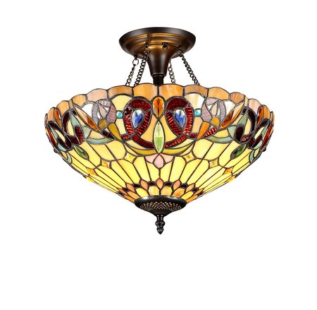 XINYUDE Lighting XINYUDE Lighting Serenity 2-Light Tiffany Style Victorian Semi Flush Ceiling Fixtur